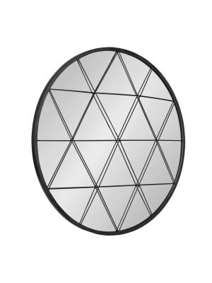 31.5" X 31.5" Faber Round Accent Mirror Black - Kate And Laurel