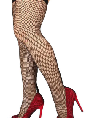 Oohlala Red Peep Toe Fishnet Overlay Thigh High Boot