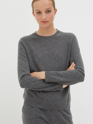 Grey Cashmere Crew Sweater