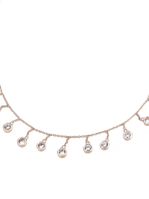 White Sapphire Droplet Necklace - Rose Gold