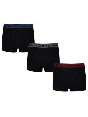 Cale Men's 3-pack Fitted No-fly Boxer-briefs - Black With Red, Blue, Grey