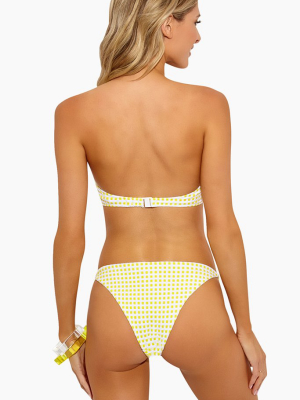 Rochelle Thin Side Strap Bikini Bottom - Citrus Yellow Gingham Print