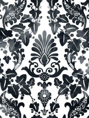 Vine Damask Peel & Stick Wallpaper In Black By Roommates For York Wallcoverings