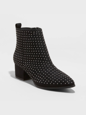 Women's Valerie With Studs City Ankle Bootie - A New Day™ Black