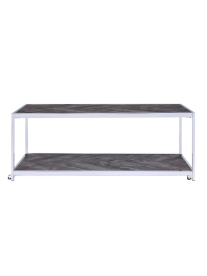 Lennon Rectangle Chrome Coffee Table Gray/chrome - Picket House Furnishings