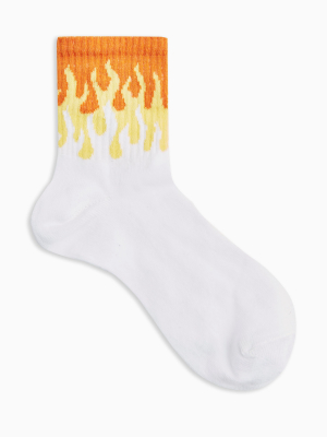 Yellow Three Flame Tube Socks