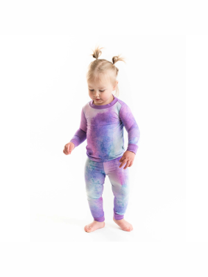 Littlesleepies Pajama Two-piece Set- Purple Watercolor Bamboo Viscose