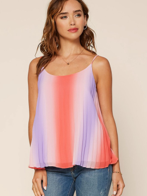 Ombre Pleated Tank Top