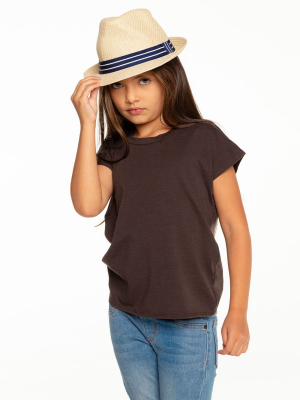 Girls Recycled Vintage Jersey Cap Sleeve Vent Back Tee