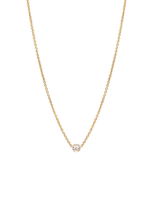14k Single Diamond Bezel Necklace