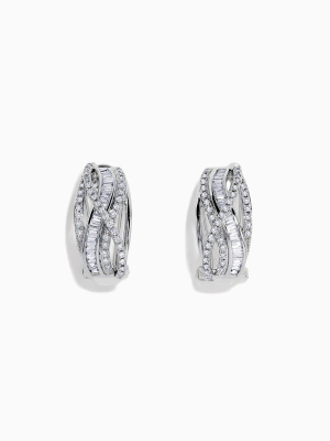 Effy Classique 14k White Gold Diamond Cross Over Earrings, 0.52 Tcw