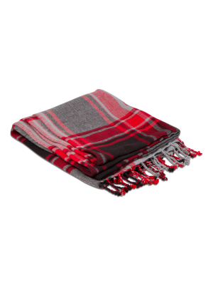 Tag Lodge Plaid Throw With Fringe