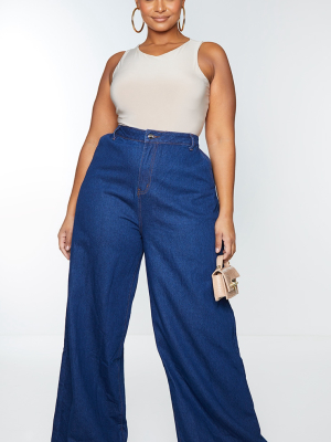 Plus Indigo Wash Wide Leg Jeans