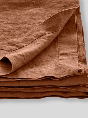 100% Linen Table Cloth In Toffee