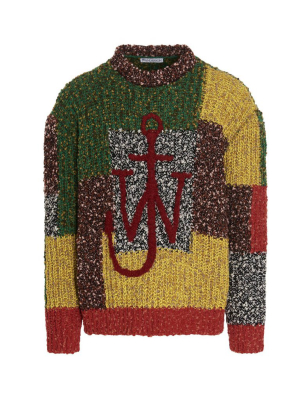 Jw Anderson Anchor Logo Intarsia Patchwork Jumper