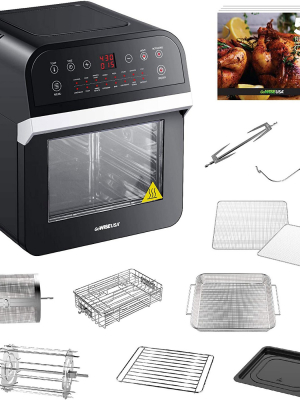 Gowise Gw44800-o Deluxe 12.7-quarts 15-in-1 Electric Air Fryer Oven W/rotisserie And Dehydrator + 50 Recipes, Black/silver