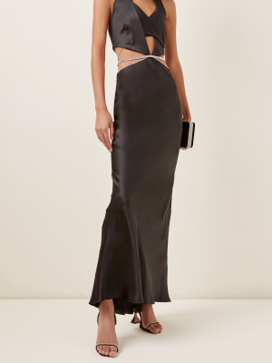 Alexa Cutout Crystal-embellished Satin Maxi Dress