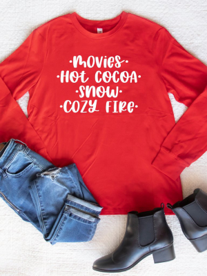 Movies Hot Cocoa Snow Cozy Fire Graphic Tee