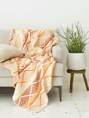 Happy Habitat Diamond Stripes Throw - Terracotta / Flame / Vanilla