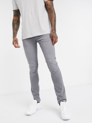 Jack & Jones Intelligence Skinny Fit Super Stretch Jeans In Light Gray