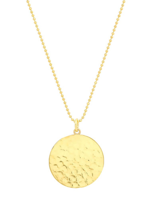 Hammered Disc Pendant Necklace