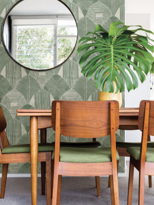 Westport Geometric Wallpaper In Green From The Scott Living Collection By Brewster Home Fashions