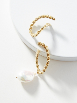 Luiny Interlaced Pearl Ear Cuff Set