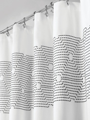 Mdesign Cotton Bathroom Shower Curtain, Modern Print, 72" X 72" - White/black