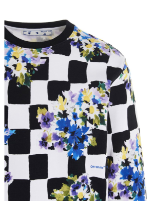 Off-white Floral Check Printed Sweatshirt