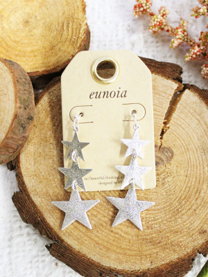 Falling Stars Silver Drop Earrings