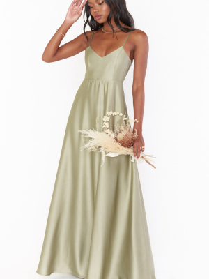 Faith Maxi Dress ~ Moss Green Luxe Satin