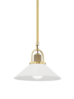 Hudson Valley Lighting Syosset Pendant - Aged Brass & Soft Off White