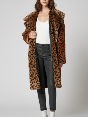 Blank Party Animal Faux Fur Leopard Jacket Coat