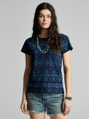 Indigo Cotton-linen Tee