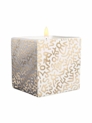 Keith Haring Square Candle Gold Pattern