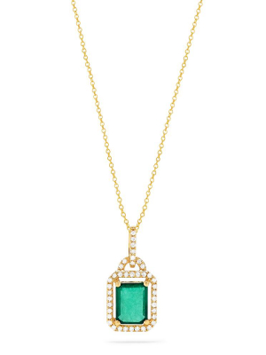 Effy Brasilica 14k Yellow Gold Emerald & Diamond Pendant, 1.62 Twc