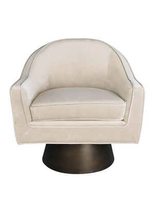 Worlds Away Dominic Swivel Chair - White/cream