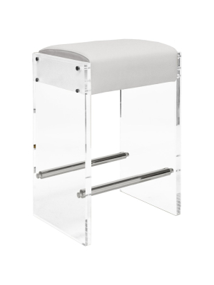 Worlds Away Indy Counter Stool - White And Nickel