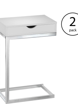 Monarch Specialties Contemporary Accent Side End Table W/ Drawer, White (2 Pack)