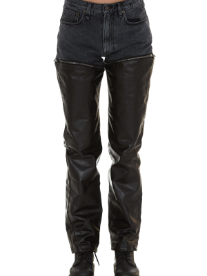 R13 Zip-away Leather Panelled Jeans