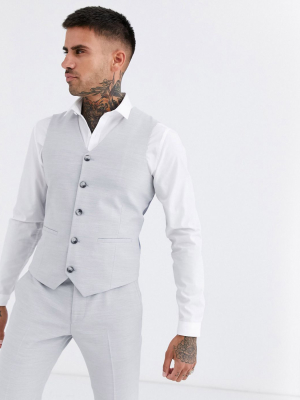 Asos Design Wedding Super Skinny Suit Suit Vest In Ice Gray Micro Texture