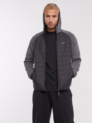 Jack & Jones Core Padded Soft Shell Hooded Jacket In Black