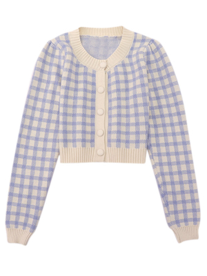 'ginny' Checked Buttoned Cardigan (2 Colors)