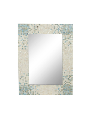 48" X 36" Coastal Wood And Mussel Shell Inlaid Wall Mirror - Olivia & May