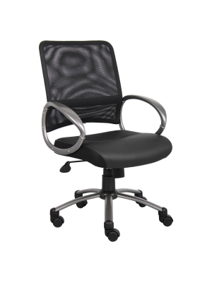 Mesh Back With Pewter Finish Task Chair Black - Boss Office Products