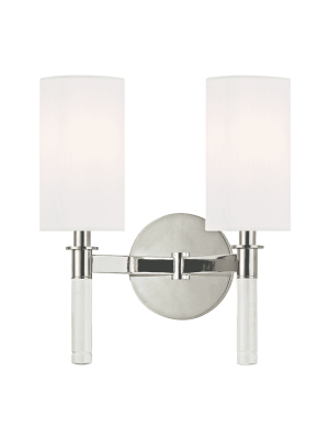 Wylie 2 Light Wall Sconce Polished Nickel