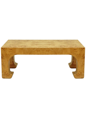 Worlds Away Nicola Coffee Table - Burl Wood