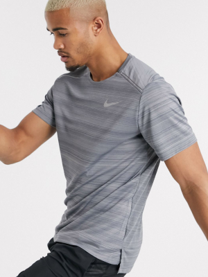 Nike Running Miler Short Sleeve Top In Gray