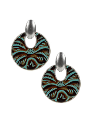Simone Doorknocker Earrings - Tooled Turquoise