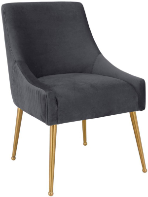 Beatrix Pleated Chair, Dark Grey/brushed Gold Legs